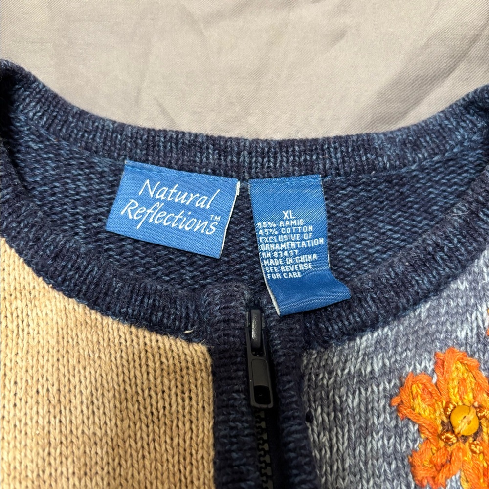 Natural Reflections Sunflower Patchwork Zip-Up Sw… - image 2